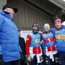 5. februar: Lyn vant herrestafetten under NM på ski på Lygna. Kong Harald sammen med vinnerne - Hans Christer Holund, Johan Tjelle og Simen Hegstad Krüger. Foto: Terje Bendiksby, NTB scanpix